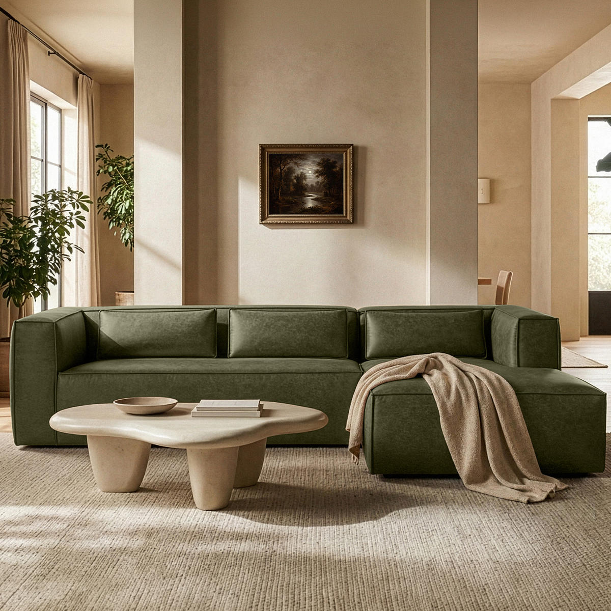 ECKSOFA RECHTS FEROX, Grün - Grün, Holz/Holzwerkstoff (300/175cm) - KONSIMO®