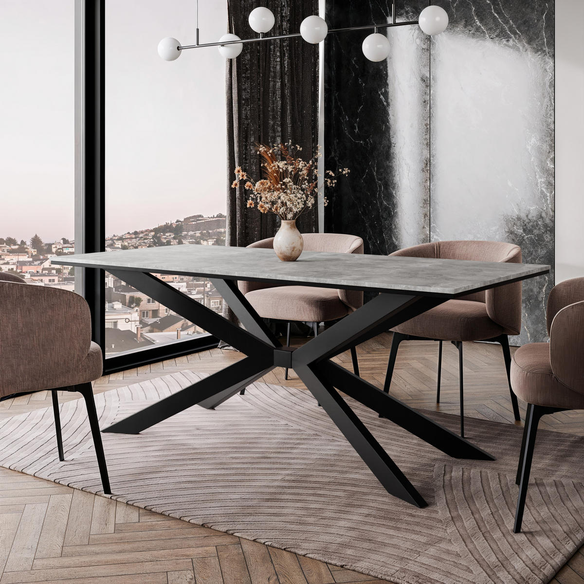 ESSTISCH 190 cm in Steingrau - Grau, Metall (90/190/76.5cm) - Home Collective