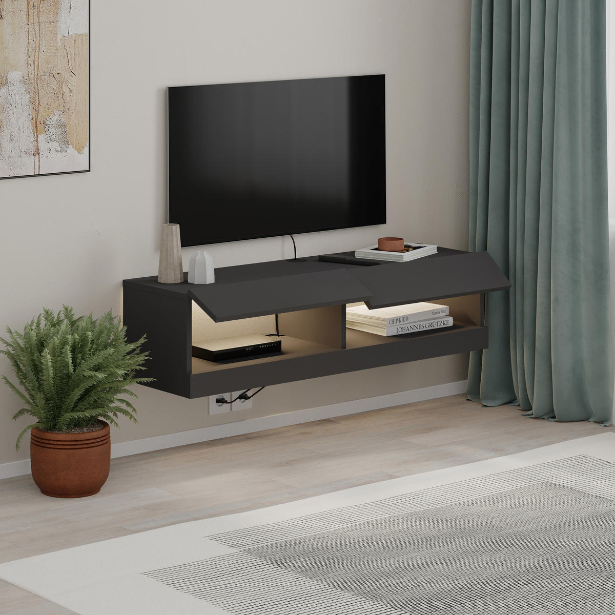 TV-LOWBOARD Moon Anthrazit 120/33,8/30 cm - Anthrazit, Holzwerkstoff (120/30/33.8cm) - Decortie