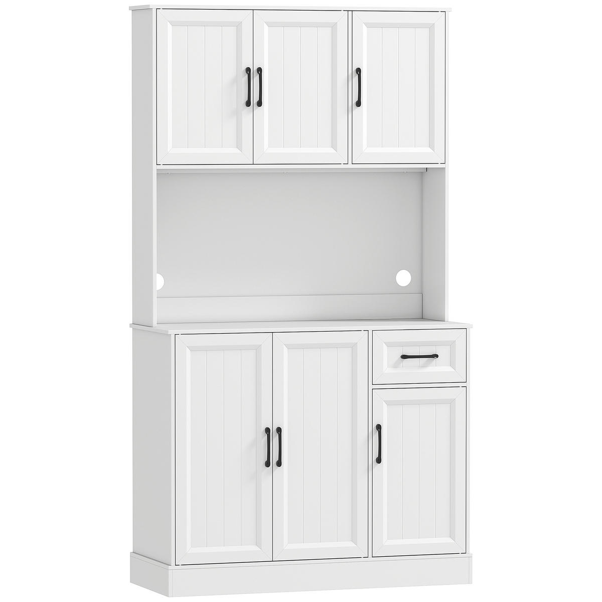 KÜCHENSCHRANK Buffetschrank mit Arbeitsplatte Verstellbaren Regalen 6 Türen - Schwarz/Weiß, Holzwerkstoff/Metall (39.5/180.5/100cm) - HOMCOM