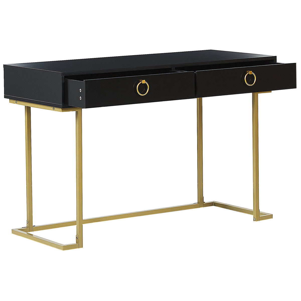 KONSOLENTISCH schwarz/gold 2 Schubladen Westport - Goldfarben/Schwarz, Metall (50/115/77cm) - Beliani