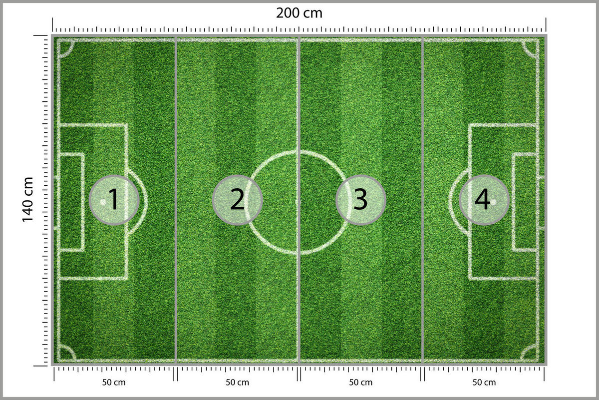FOTOTAPETE für Jugendzimmer Stadion Vogelperspektive Rasen Feld 200x140 - Weiß/Grün, Papier (200/140cm) - Muralo