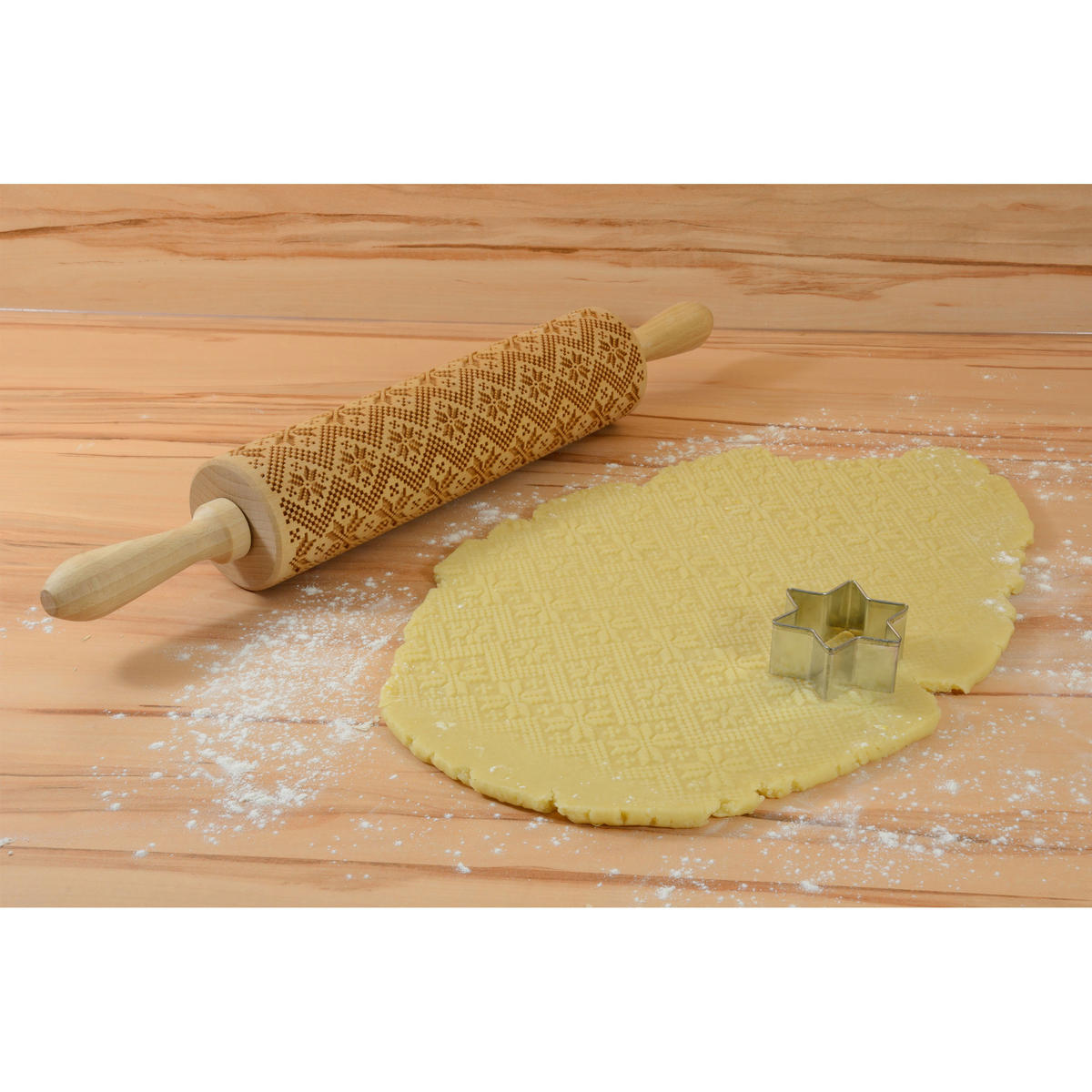 TEIGROLLE Skandinavien Muster, groß, 43 cm, Buchenholz - Braun, Holz (43cm) - Folkroll