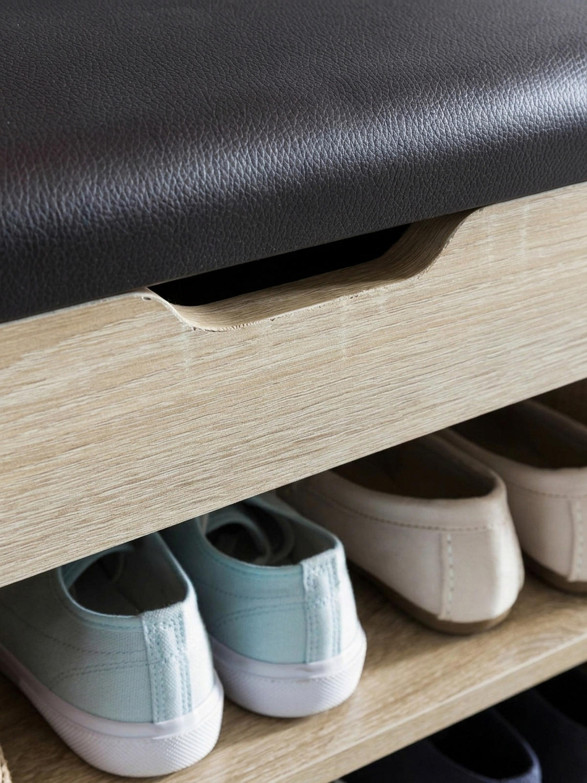 SCHUHBANK gepolstert mit Stauraum, Beige 60x30x40 cm - Beige/Schwarz, Holz/Textil (60/40/30cm) - KADIMA DESIGN