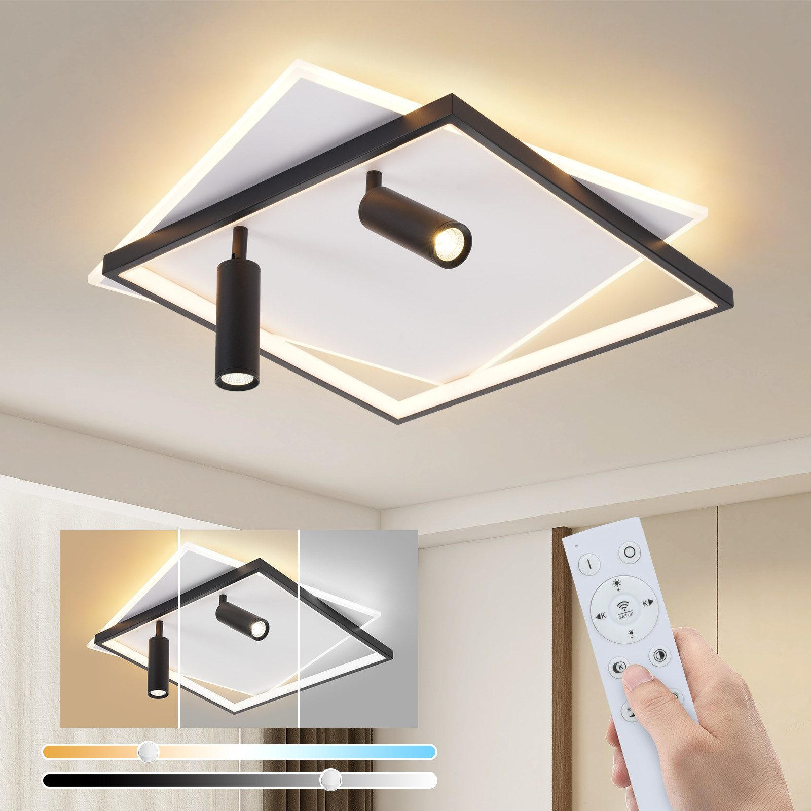 LED-DECKENLEUCHTE Dillon 50/50/13cm - Weiß, Metall (50/50/13cm) - Nettlife