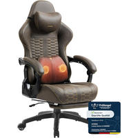 GAMING-STUHL & hoher Rückenlehne, Massagefunktion PU-Leder - Braun, Leder (61/117/61cm)