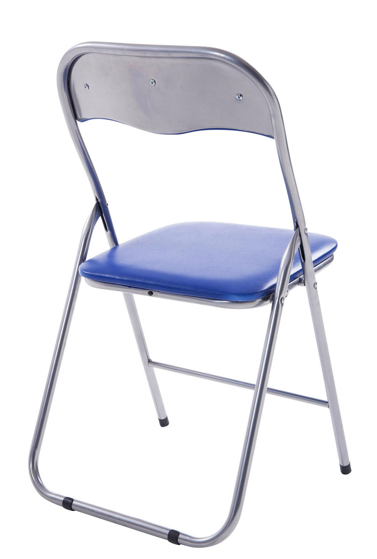 BESUCHERSTUHL Lederlook blau/silber - Blau/Silberfarben, Textil/Metall (45/78/45cm) - CLP