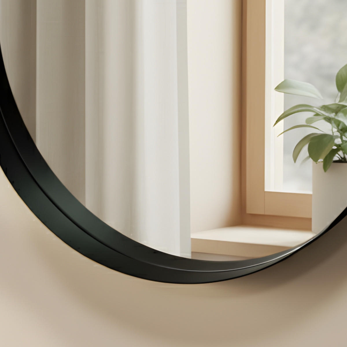 WANDSPIEGEL Svea Ø 50 cm - Schwarz, Glas (50/50/5cm) - EDAXO