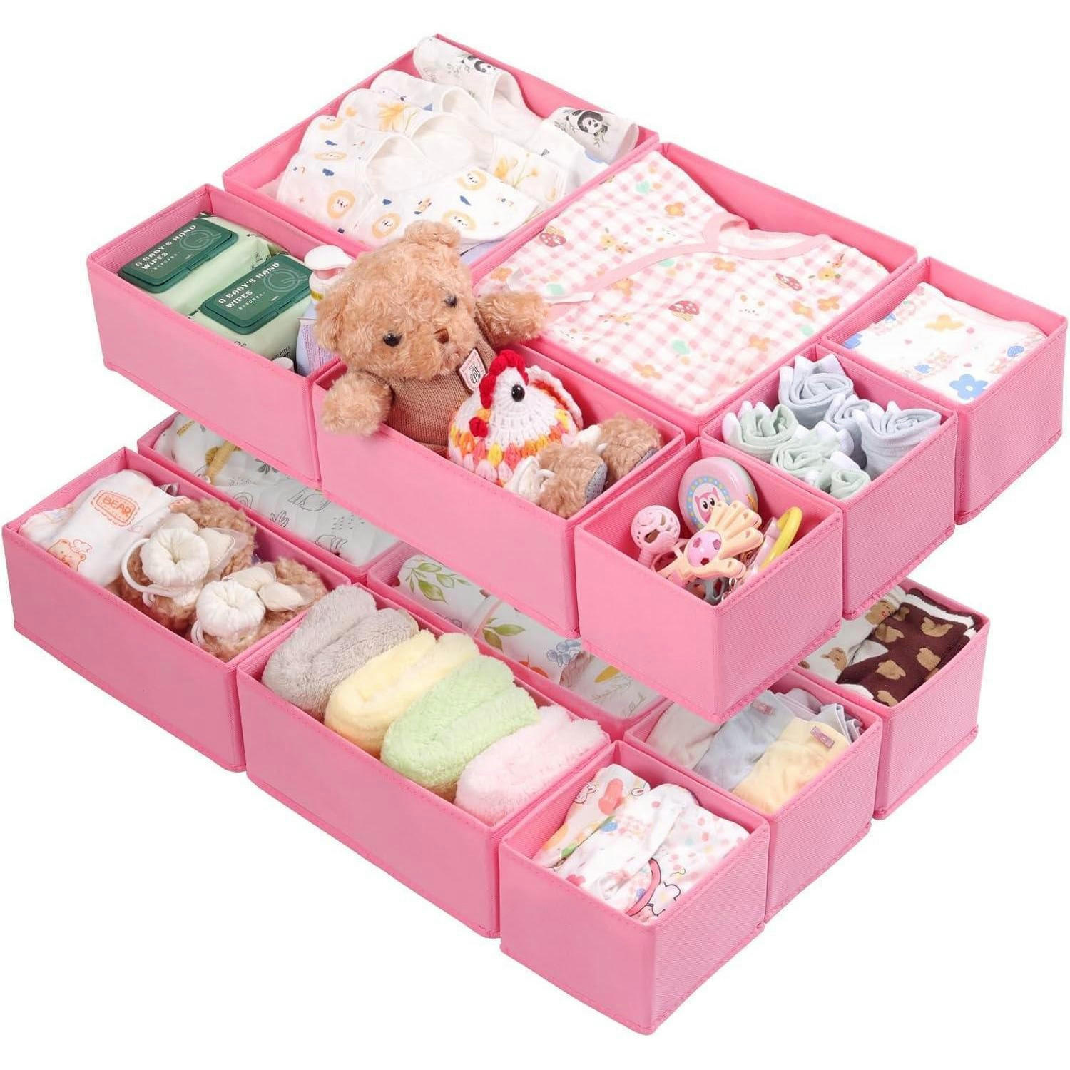 SCHUBLADEN Organizer 14-teiliges Set Rosa - Rosa, Textil (28/12/28cm)