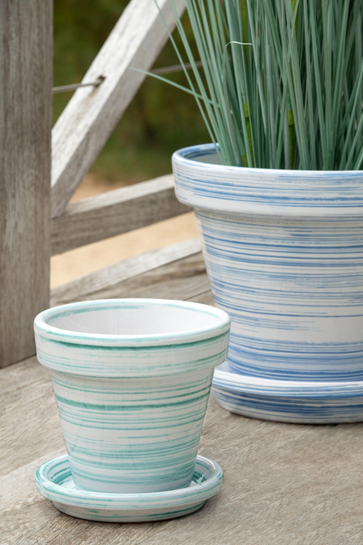 BLUMENTOPF MW Grün - Weiß, Keramik (21/19cm) - J-Line