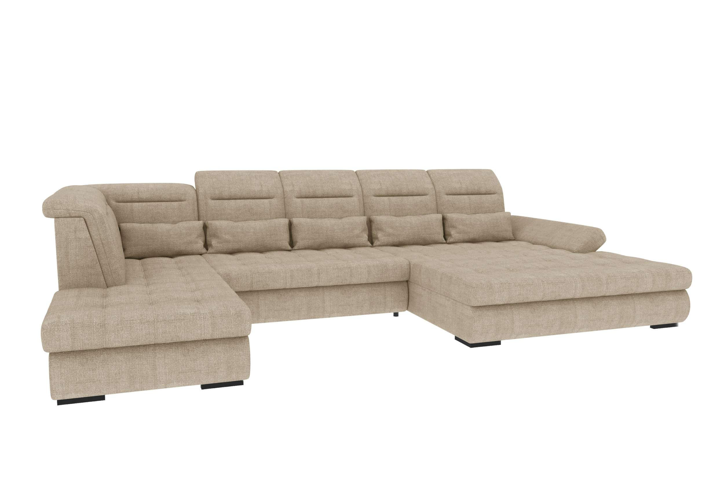 WOHNLANDSCHAFT Toscana Velours inkl. Schlaffunktion - Creme, Textil (358/87/208cm) - 99rooms