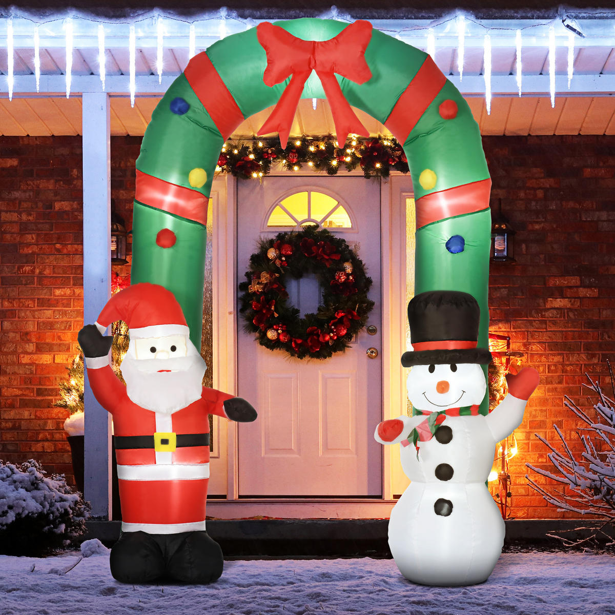 AUFBLASBARER Weihnachtsbogen, Polyester, Mehrfarbig - Multicolor, Kunststoff (80/245/198cm) - HOMCOM