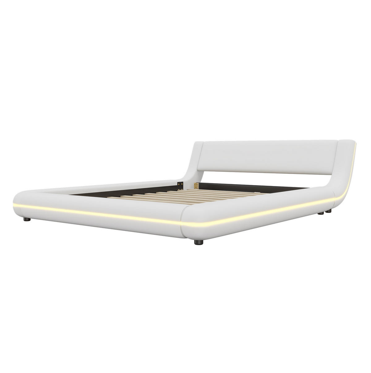 BETT 140/200 cm Weiß aus PU mit LED-Beleuchtung - Weiß, Leder (140/200cm) - OKMYHOME