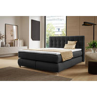 BOXSPRINGBETT BLAKE Bonellmatratze Topper 140x200 Schwarz - Schwarz, Holz (140/200cm) - Furnistar