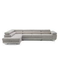 ECKSOFA WILD MAXI L Links mit Schlaffunktion 125x195 Chenille Grau - Chromfarben/Grau, Holz/Textil (350/203cm) - Muffo