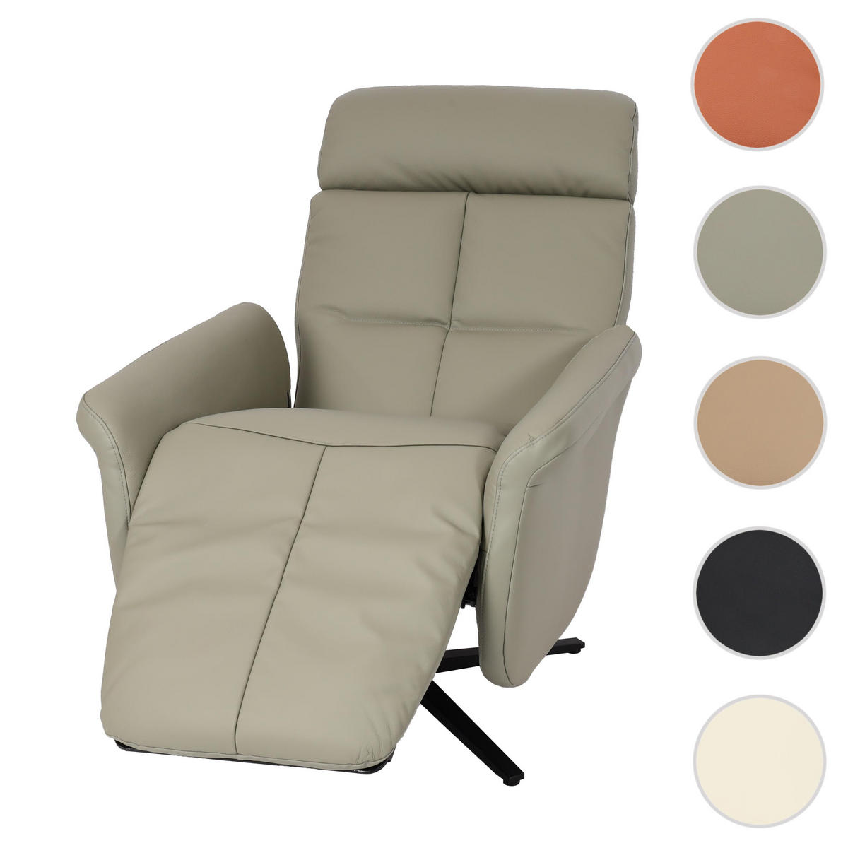 RELAXSESSEL Grau - Grau, Leder (76/110/153cm) - MCW