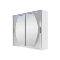KLEIDERSCHRANK London IV, mit RGB LED Beleuchtung - Silberfarben/Weiß, Holzwerkstoff/Kunststoff (180/215/58cm) - MIRJAN24