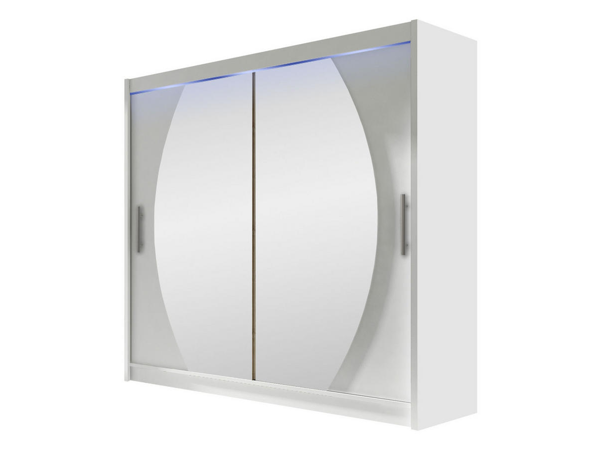 KLEIDERSCHRANK London IV, mit RGB LED Beleuchtung - Silberfarben/Weiß, Holzwerkstoff/Kunststoff (180/215/58cm) - MIRJAN24