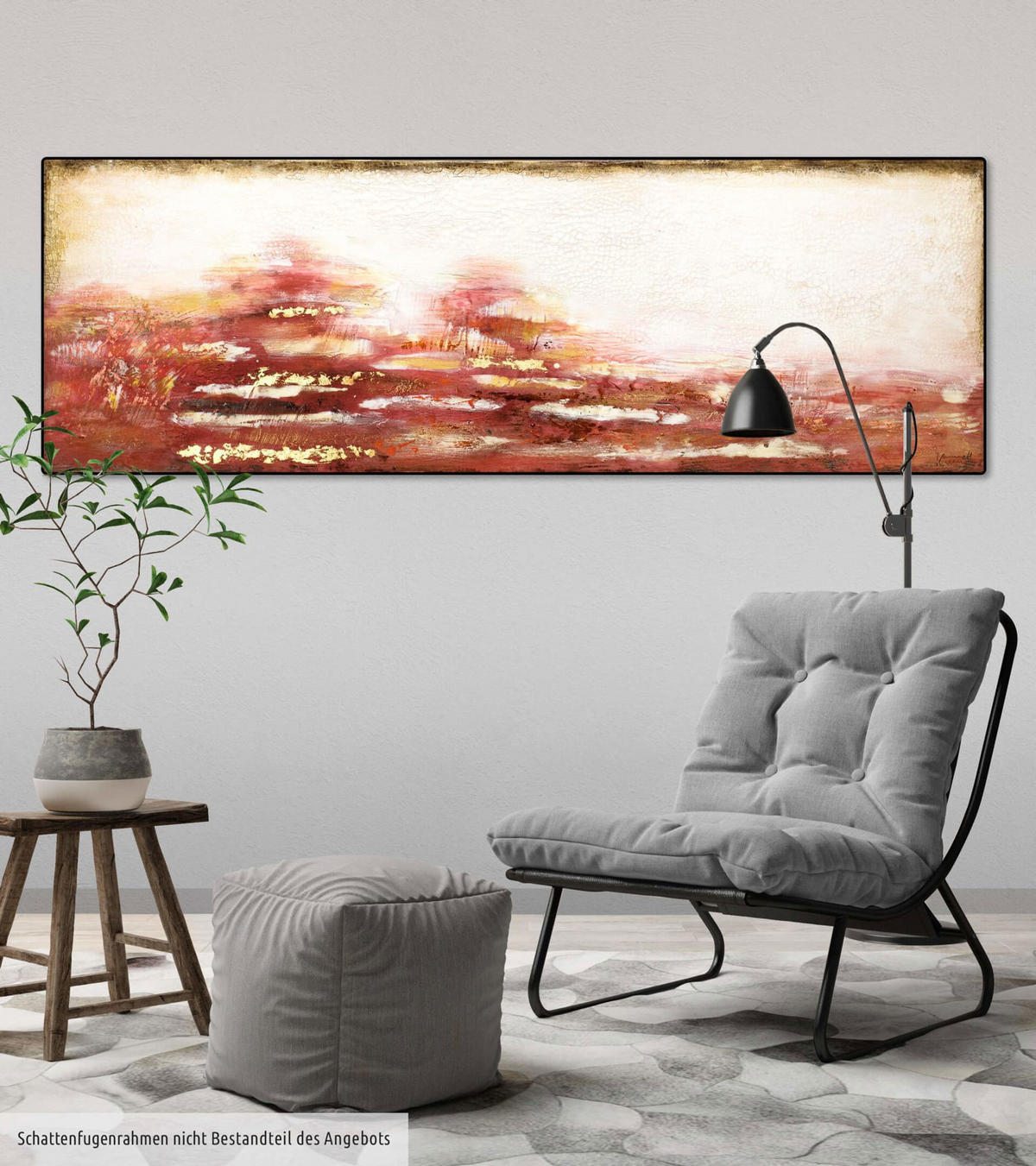 ACRYLBILD HANDGEMALT 150/50 cm - Rot, Holz/Textil (150/50cm) - KUNSTLOFT