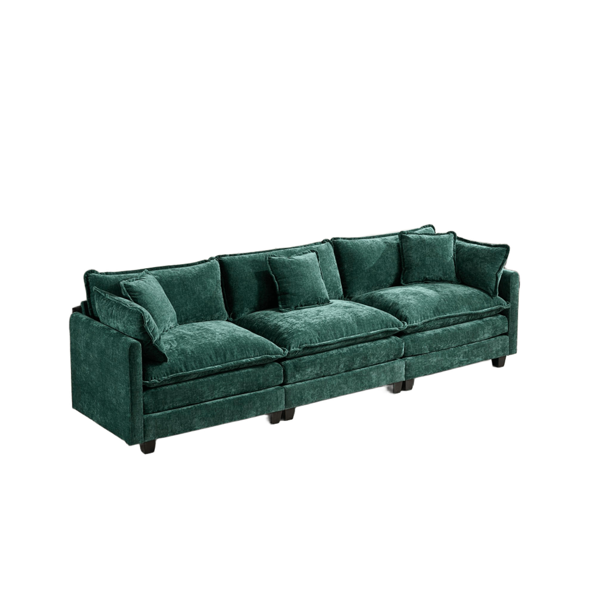 3-SITZER-SOFA aus Chenille mit modularem Aufbau, grün - Grün, Textil (75/84/289cm)