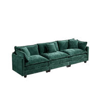3-SITZER-SOFA aus Chenille mit modularem Aufbau, grün - Grün, Textil (75/84/289cm)