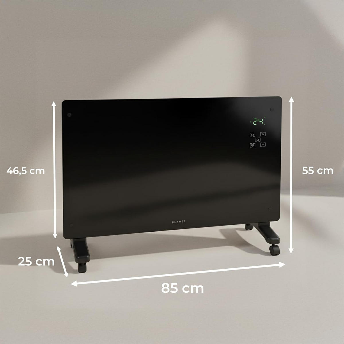 KONVEKTOR 2500 W WLAN Heizgerä - Schwarz, Kunststoff/Metall (25/55/85cm) - KLAMER