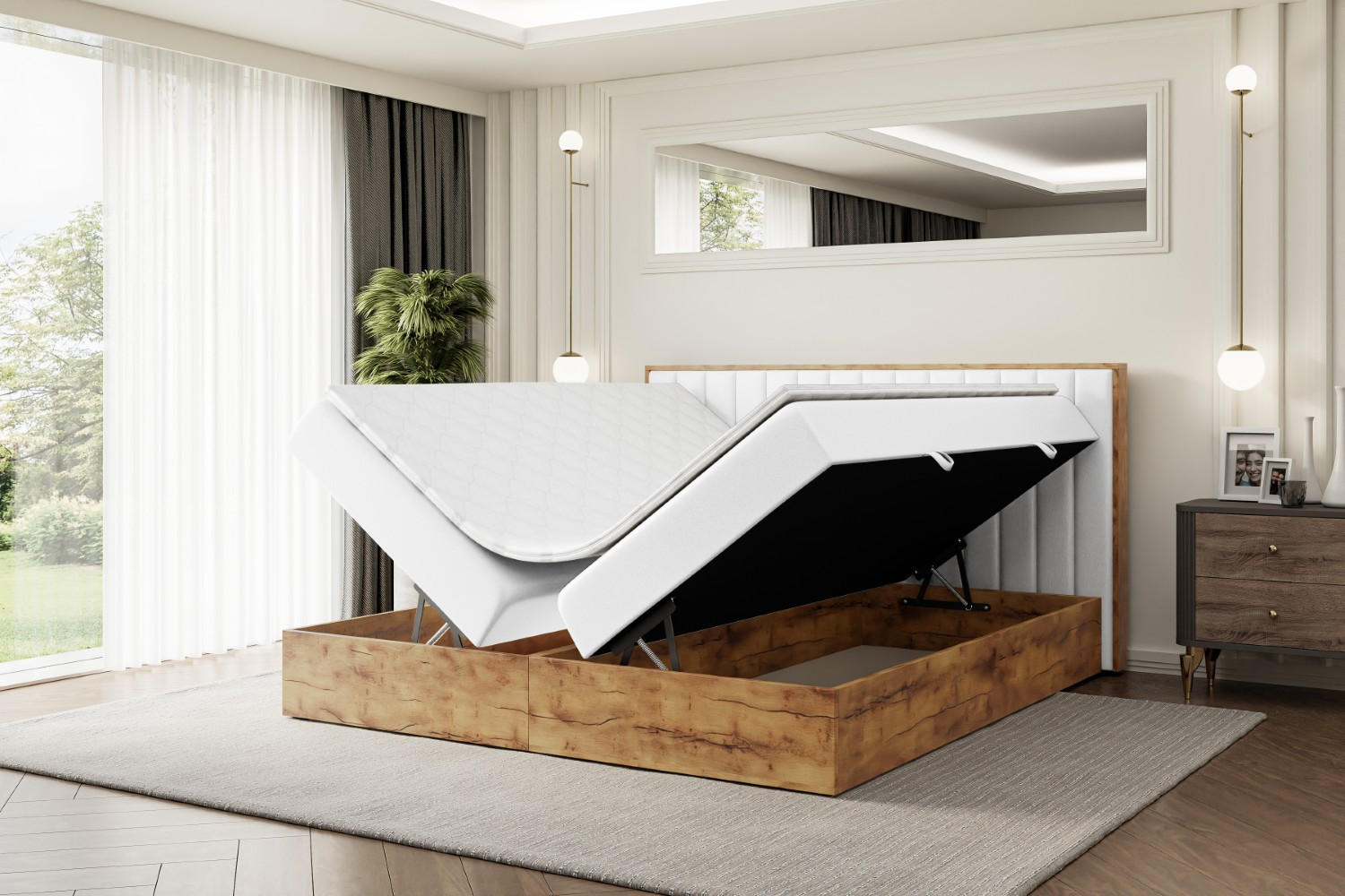 Thumbnail - Altdecor Boxbett, Weiß, Holzwerkstoff, Höhe ca. 20 cm, 180x200 cm, Schlafzimmer, Betten, Boxspringbetten