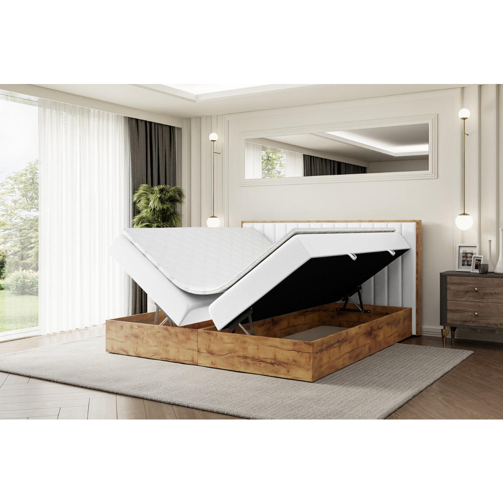 Thumbnail - Altdecor Boxbett, Weiß, Holzwerkstoff, Höhe ca. 20 cm, 120x200 cm, Schlafzimmer, Betten, Boxspringbetten