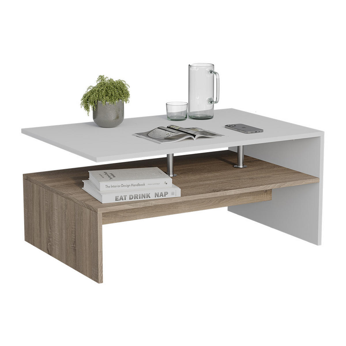 KONFERENČNÍ STŮL Amato Bílá/Sonoma - bílá/Sonoma dub, kompozitní dřevo (52.6/90/42.2cm) - Vicco