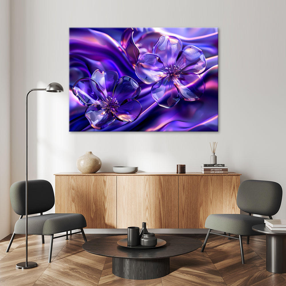 LEINWANDBILD Glasblumen in Lila 100x70cm - Lila, Textil (100/70cm) - Feeby