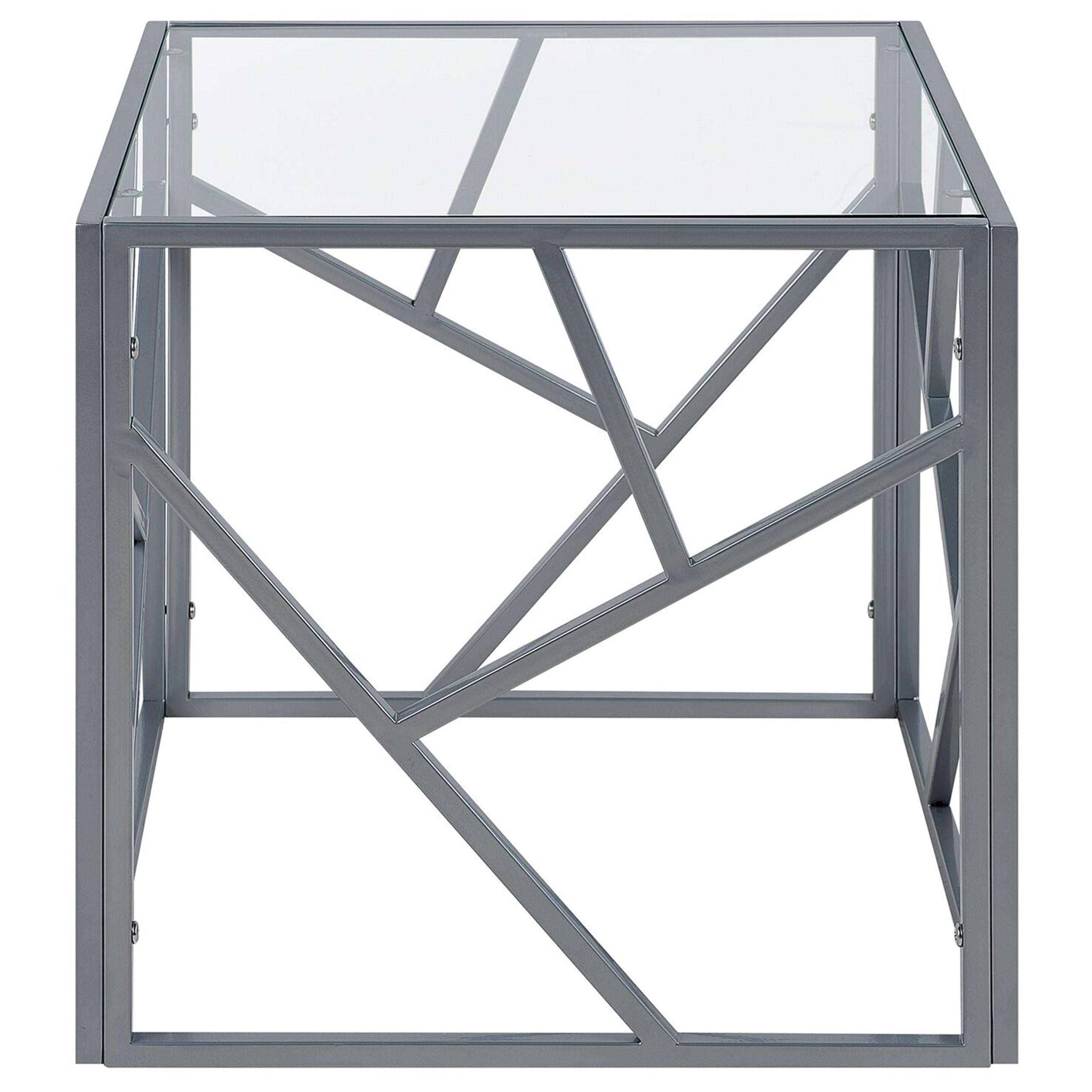 BEISTELLTISCH Glas silber quadratisch 50/50 cm Orland - Silberfarben, Glas (50/50/50cm) - Beliani