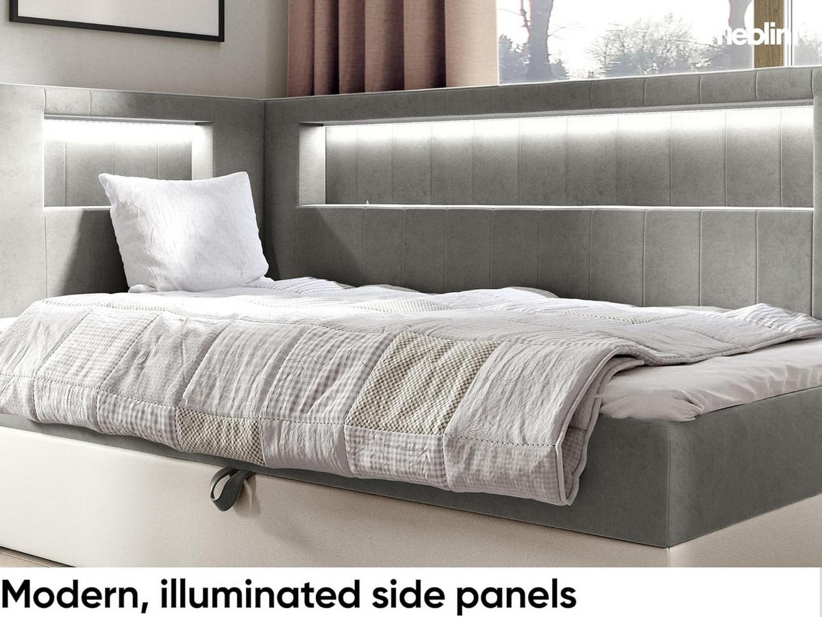 KINDERBETT GARETH 3 - Weiß/Grau, Holzwerkstoff (93/212cm) - Meblini