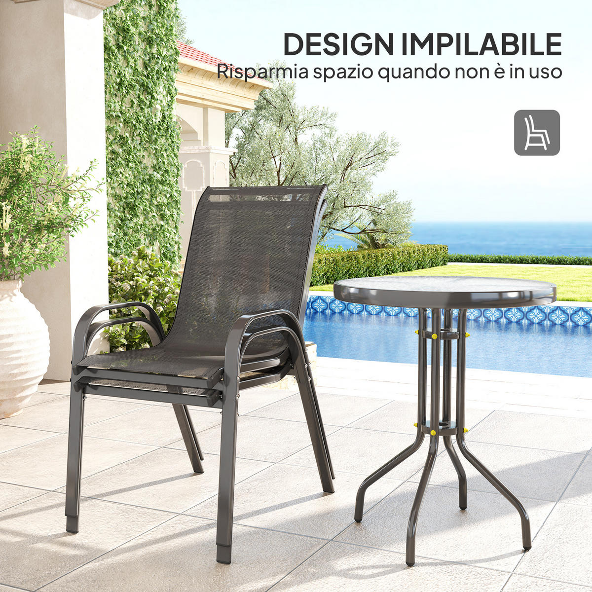 GARTEN-BEISTELLTISCHSET Schwarz 3 Stück - Schwarz, Naturmaterialien (60/60/71cm) - GiPP