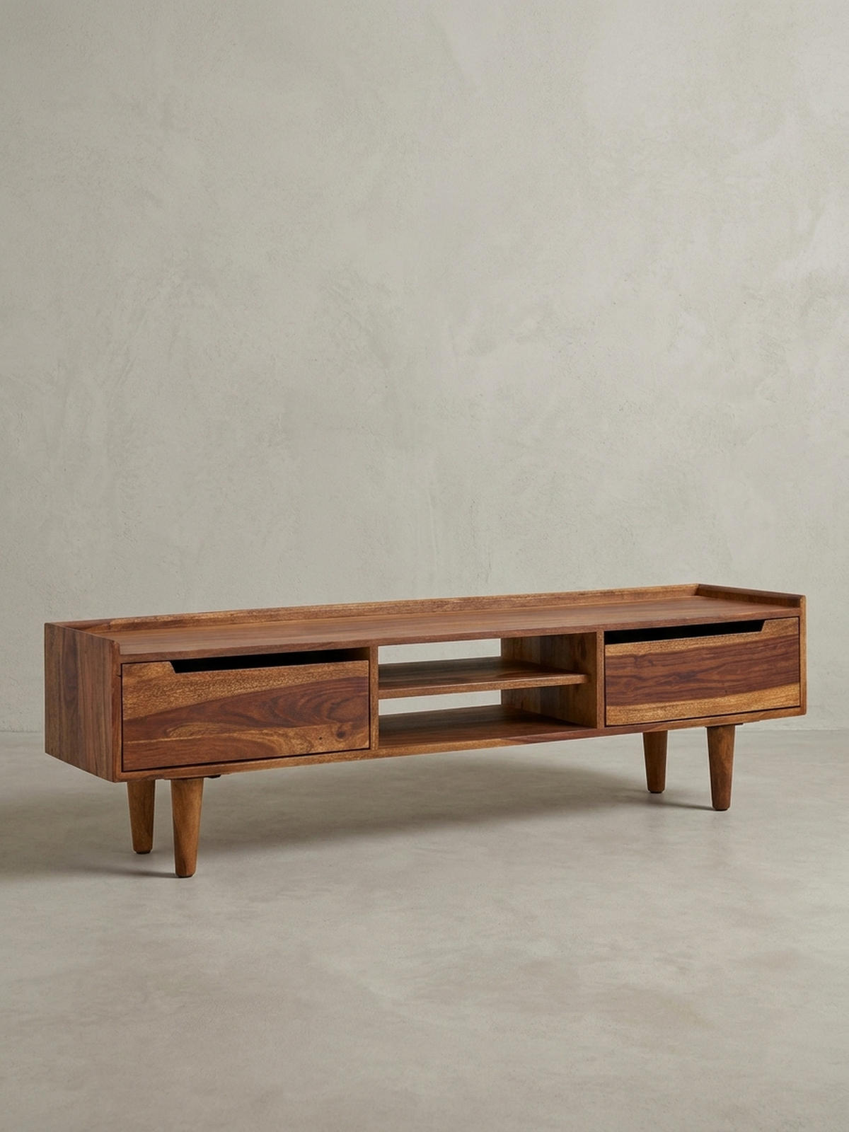 LOWBOARD Massivholz Landhausstil für 60-Zoll Fernseher mit Stauraum und Schutzlackversiegelung - Braun, Holz (145/43/35cm) - KADIMA DESIGN