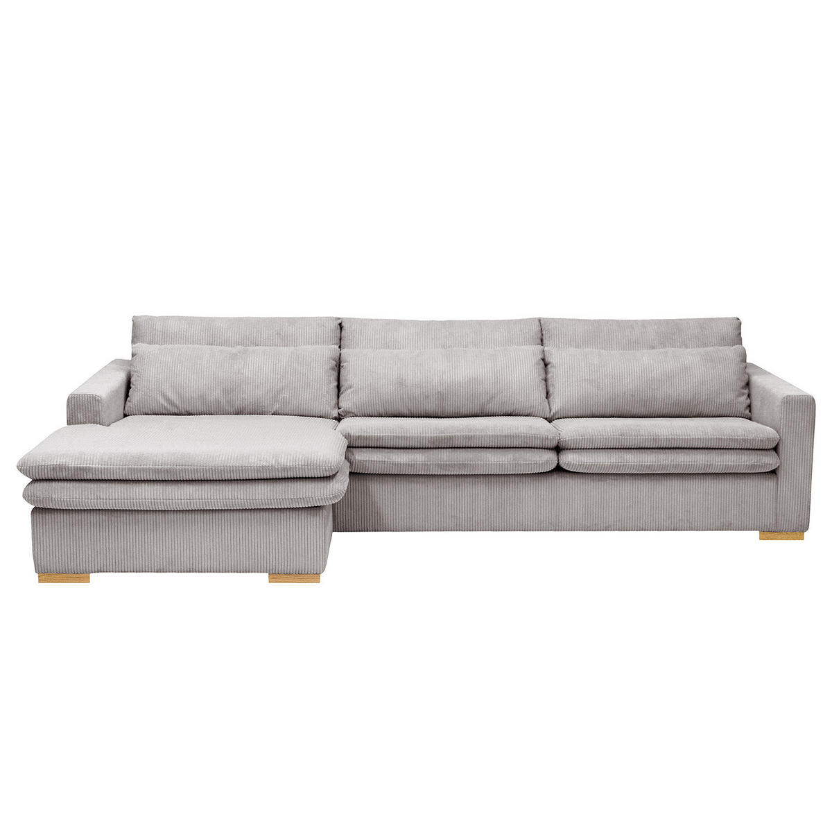 ECKSOFA mit Longchair - Hellgrau, Textil (299/164cm) - home24