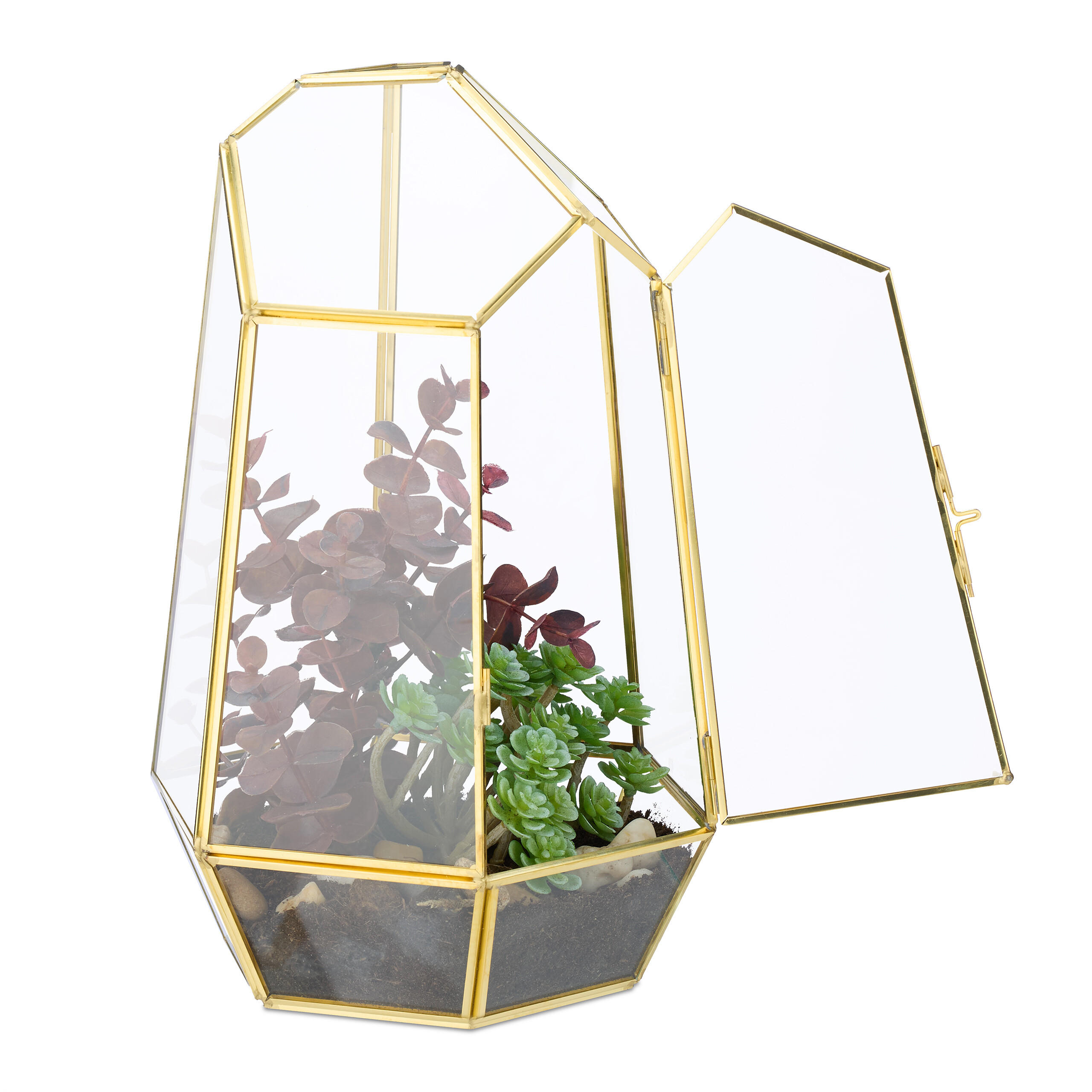 PFLANZENTERRARIUM - Transparent, Glas/Metall (18/26/15cm) - Relaxdays