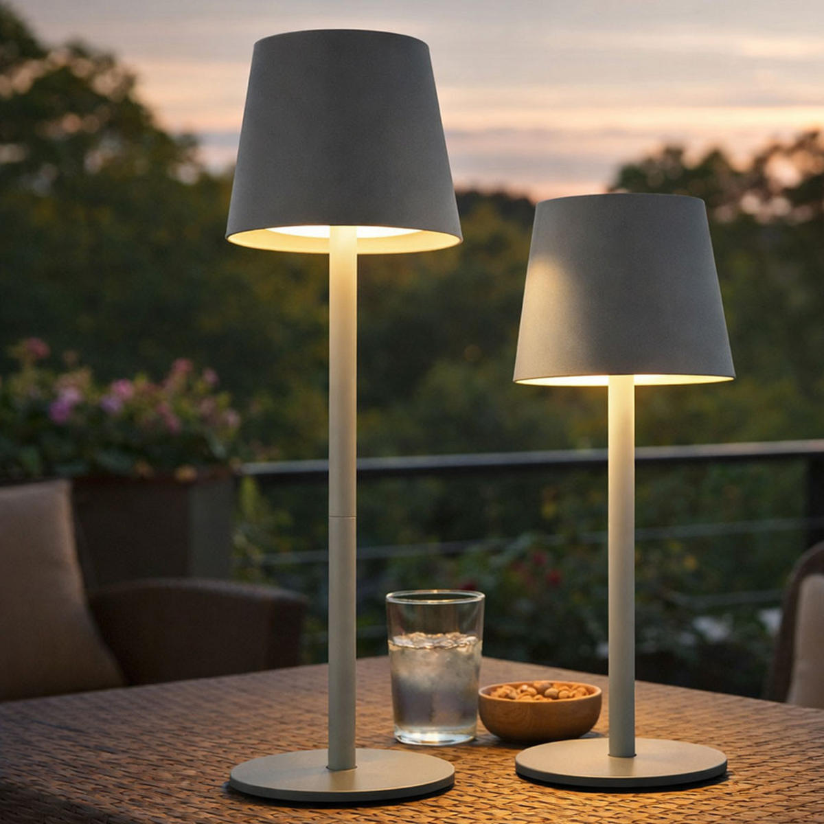LED Tischleuchte VANNIE I Grau 2er Set - Grau, Metall (11.5/11.5/36cm) - Globo Lighting