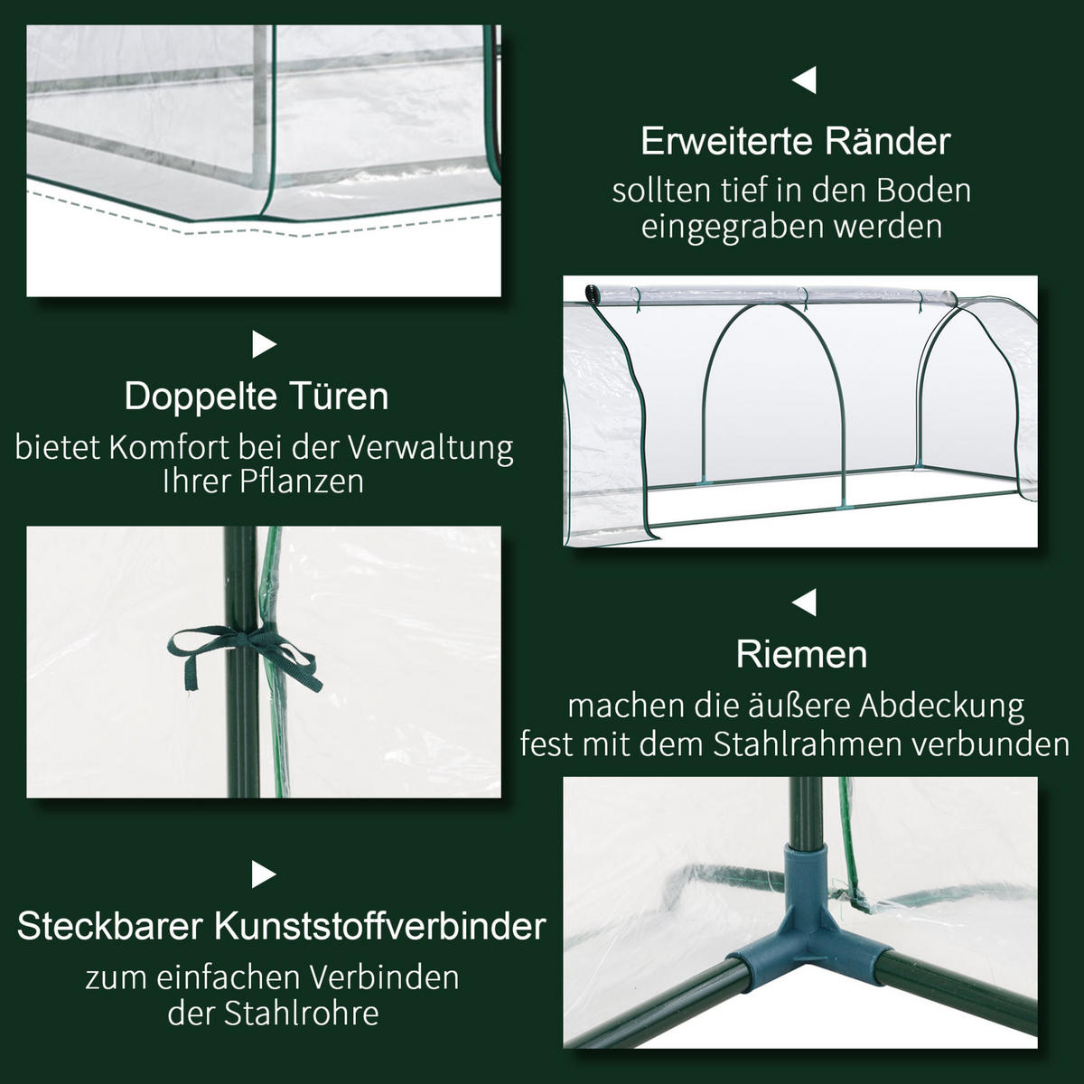 GEWÄCHSHAUS 250/80/100 cm Transparent aus Kunststoff mit Tür - Transparent, Kunststoff (100/80/250cm) - OKMYHOME