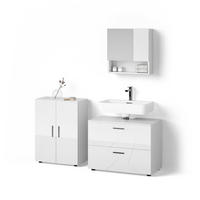 BADMÖBEL-SET Ronco Weiß Hochglanz 3 Teile, mit Unterschrank 80 cm - Weiß Hochglanz/Weiß, Holzwerkstoff (80/58/41cm) - Livinity®