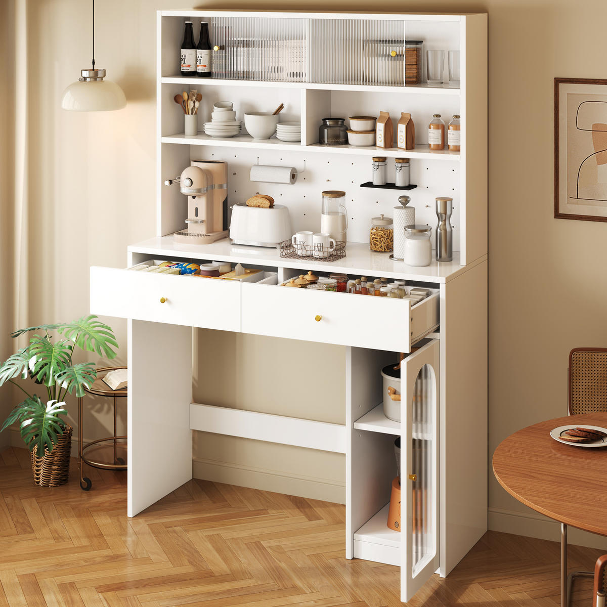 BUFFET 120/45/180 cm weiß aus MDF mit Hakenleiste - Weiß, Holzwerkstoff (120/180/45cm) - OKWISH