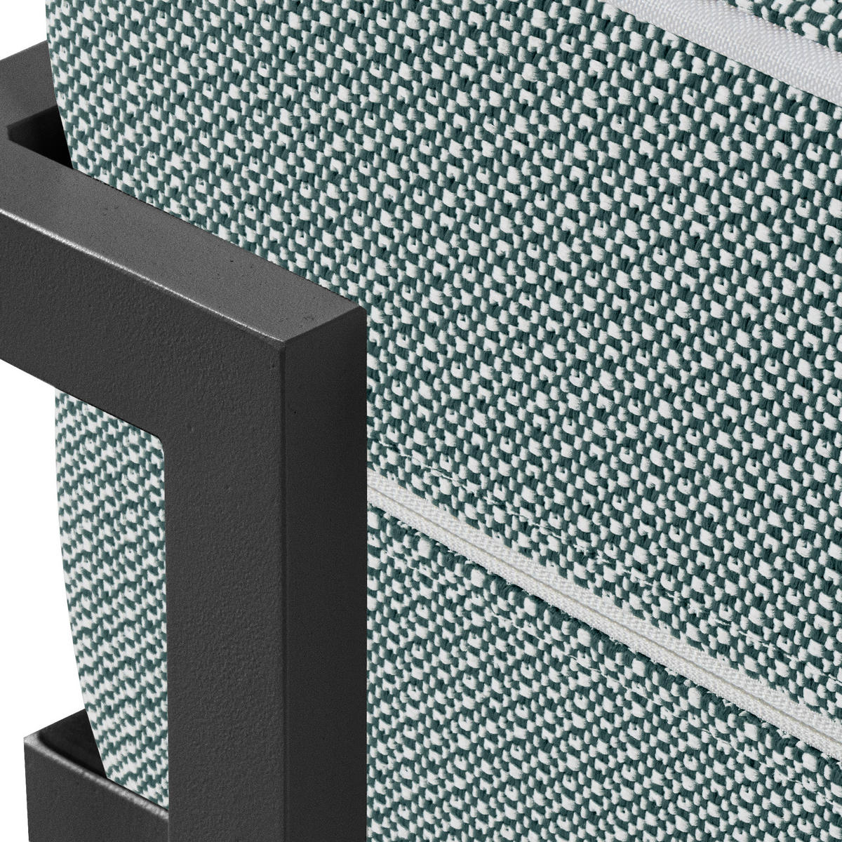GARTENLOUNGE-HOCKER TRIGLO auf Metallfüßen, Modern, Dunkelgrau - Dunkelgrün/Dunkelgrau, Textil/Metall (69/44/54cm) - KONSIMO®