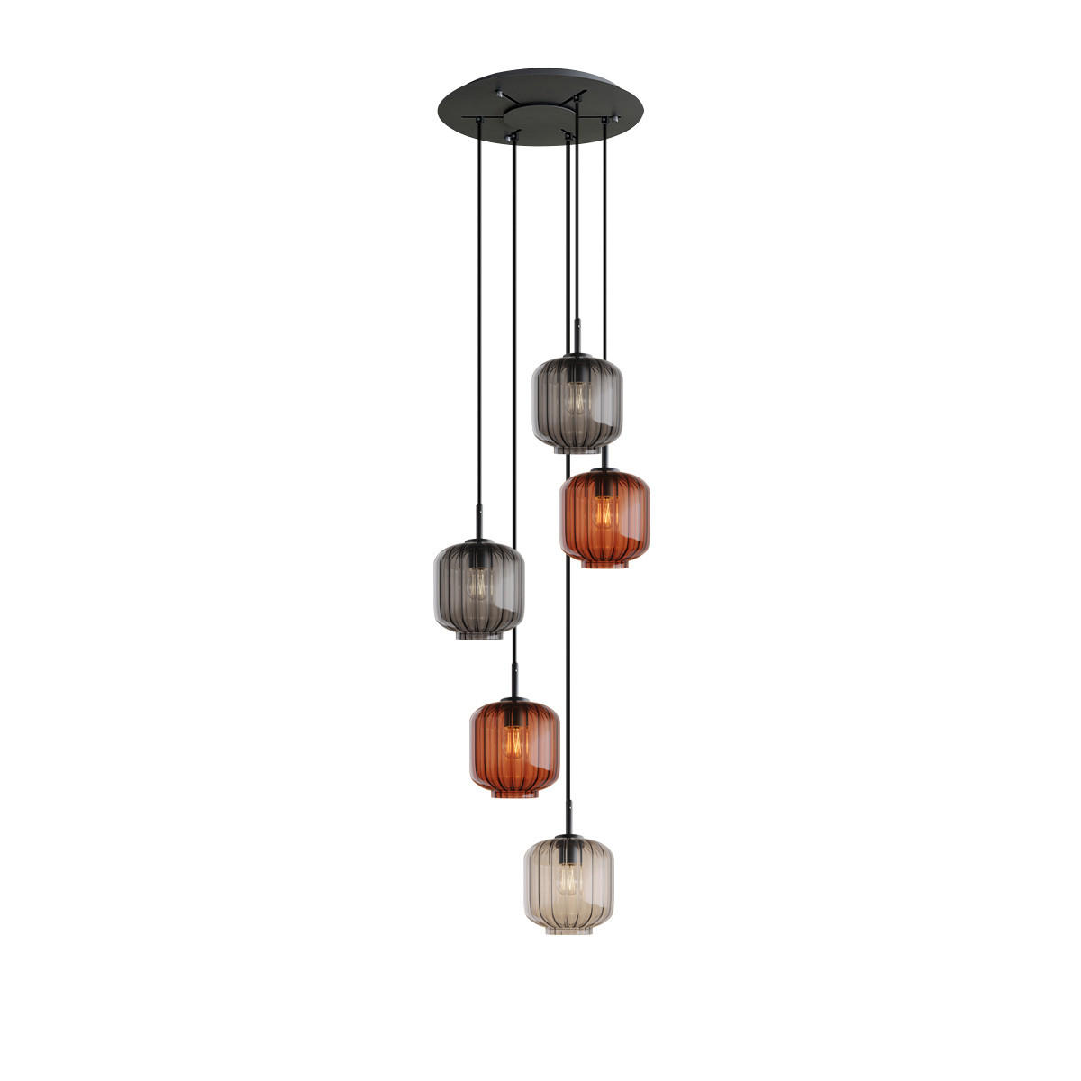 GALERIELEUCHTE Velo 5-flammig Mehrfarbig Ø 20cm - Multicolor/Schwarz, Glas (20/20/20cm) - s.luce