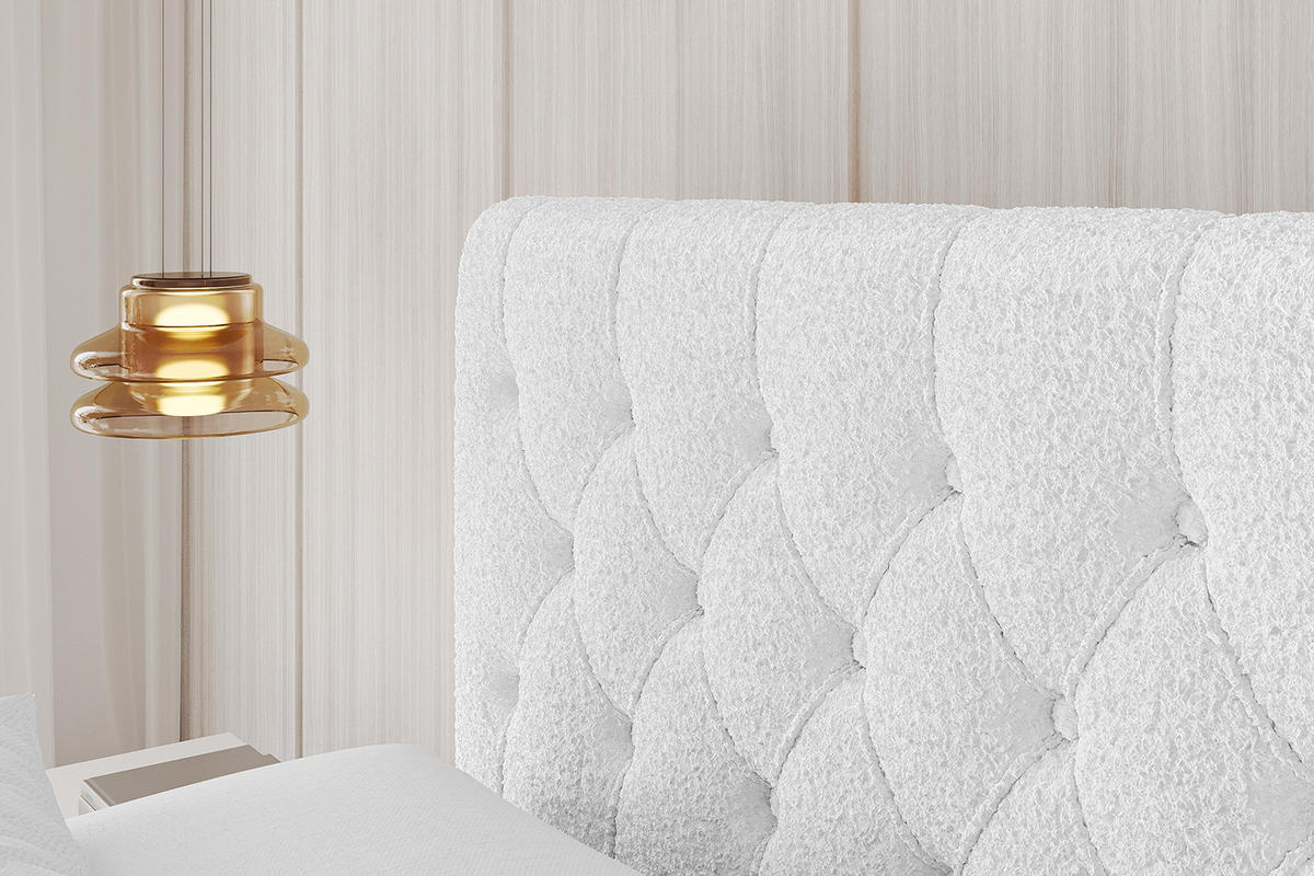 POLSTERBETT mit Bettkasten und Lattenrost, Boxbett ohne Matratze - RENO 200x200 Weiß - Weiß, Holzwerkstoff/Textil (200/200cm) - ALTDECOR