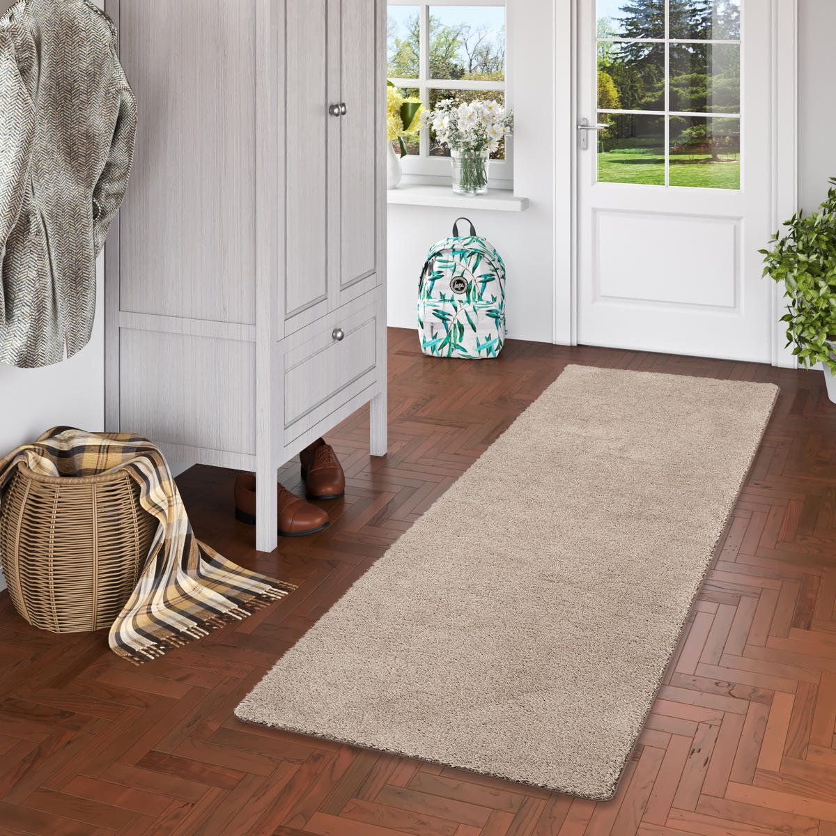HOCHFLOR SHAGGY LÄUFER TEPPICH PALACE - Taupe, Textil (80/240cm) - Snapstyle
