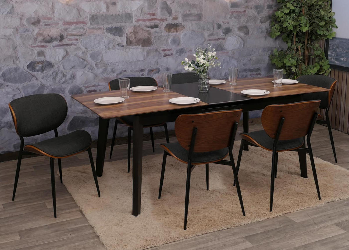 ESSZIMMERSTUHL Walnuss Dekor, Grau - Walnussfarben/Grau, Textil (51/80/55cm) - MCW