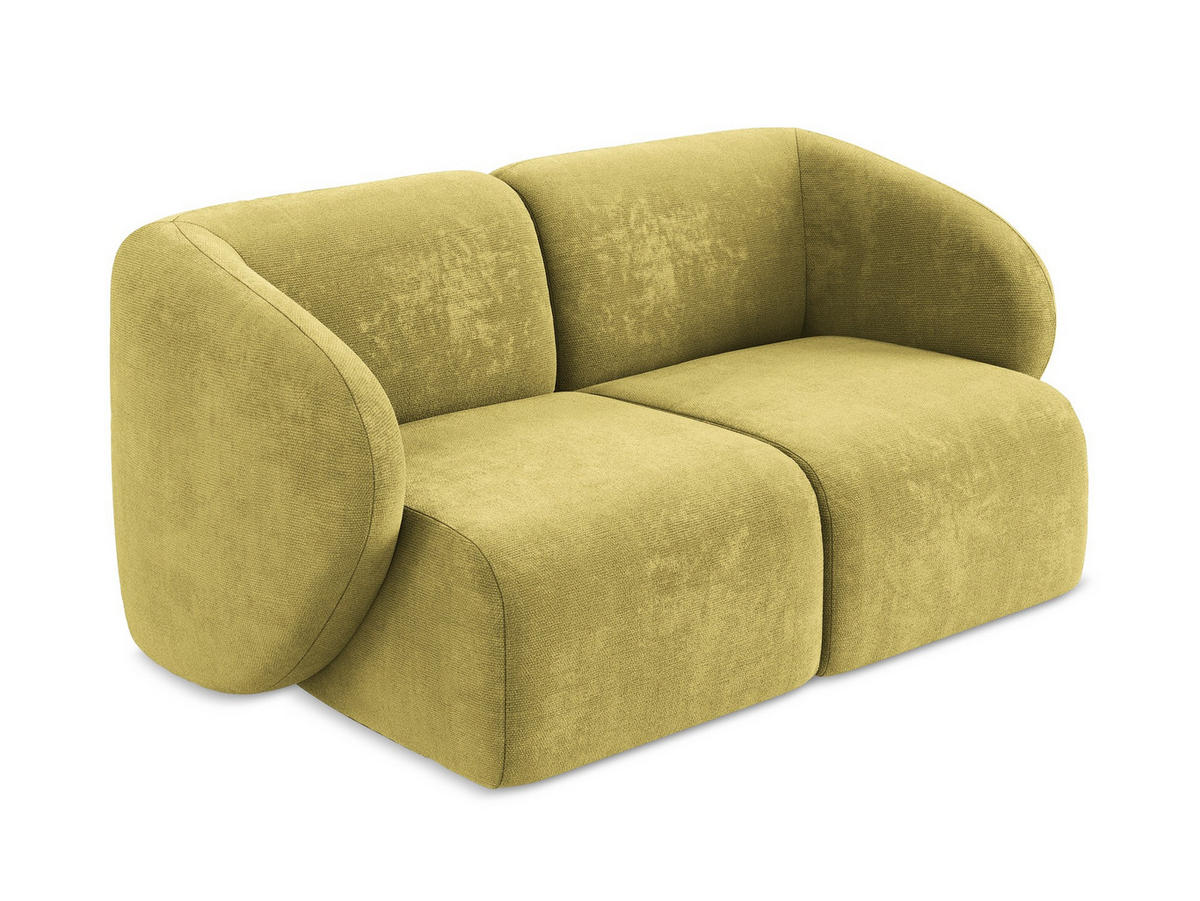 2-SITZER-SOFA Chenille Stoff Grün - Limette/Schwarz, Holzwerkstoff/Kunststoff (174/75/94cm) - Makamii