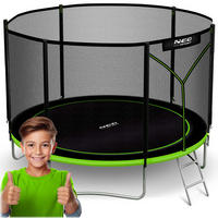GARTENTRAMPOLIN 10 ft/312 cm mit Außennetz und Leiter - Grün, Metall (312/312cm)