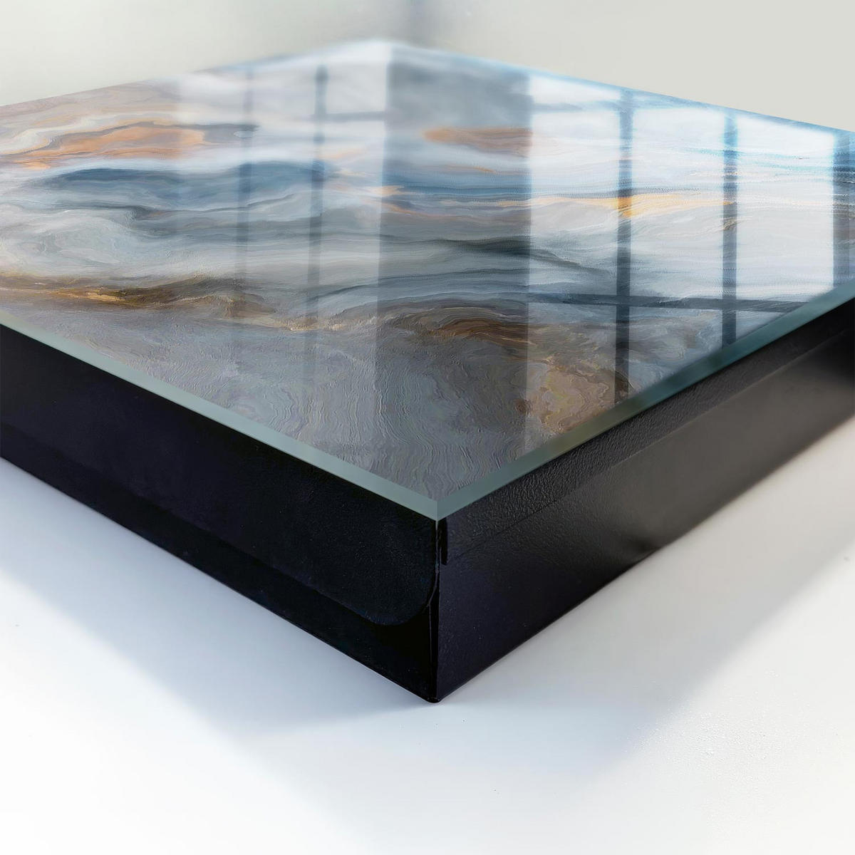 SCHLÜSSELBOX Schwarz 30x30 cm- Türöffnung nach rechts - Verträumte Abstraktion - Grau, Metall (30/30/5cm) - TULUP