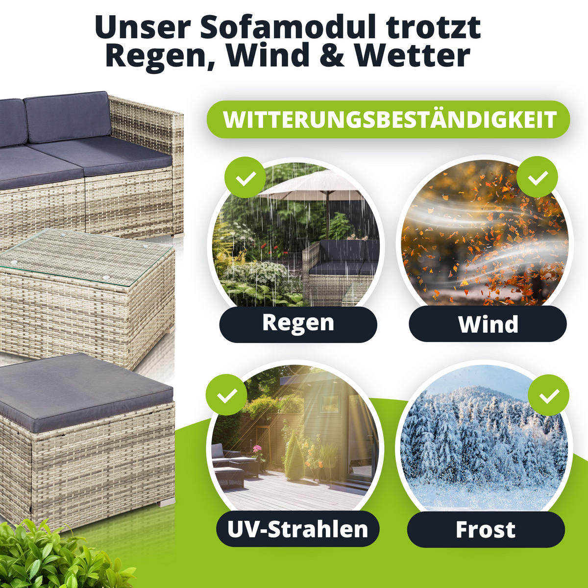 LOUNGEGARNITUR Punta Cana 3-tlg. - Beige/Grau, Kunststoff/Metall - Juskys