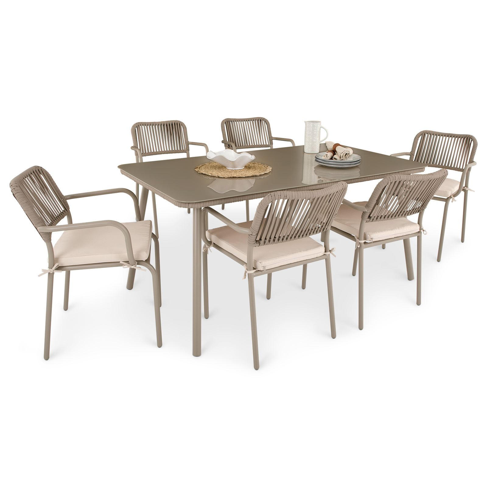 GARTENMÖBEL SET VOLONTE - Braun, Glas/Metall - IDIMEX